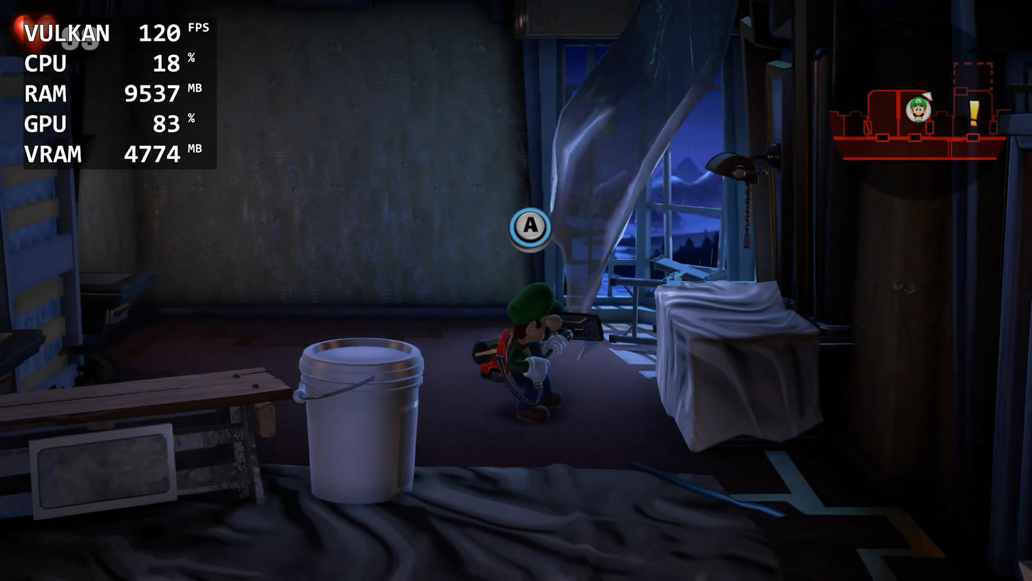 Switch模擬器Yuzu最新版本《路易鬼屋3》120幀展示！