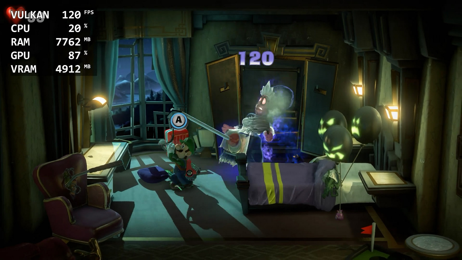 Switch模擬器Yuzu最新版本《路易鬼屋3》120幀展示！