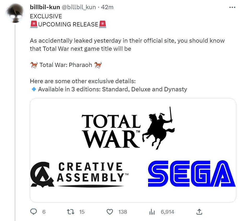 早報：《全戰》新作副標題泄露！《射雕》首次亮相