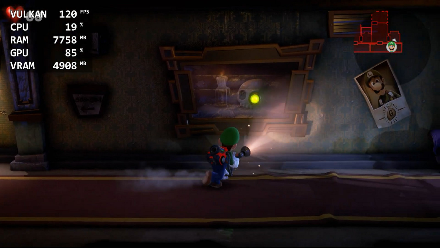 Switch模擬器Yuzu最新版本《路易鬼屋3》120幀展示！