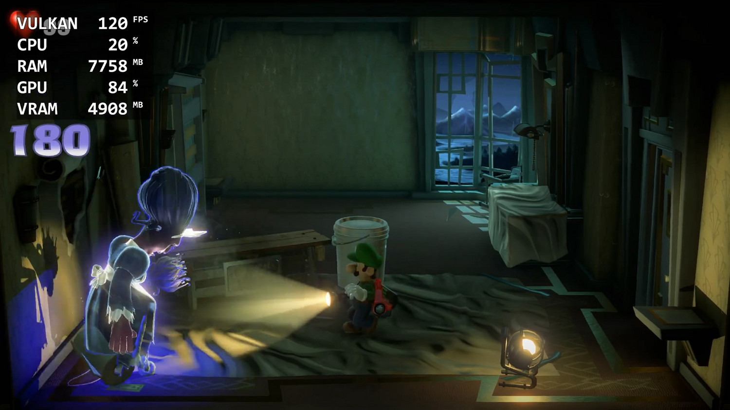 Switch模擬器Yuzu最新版本《路易鬼屋3》120幀展示！