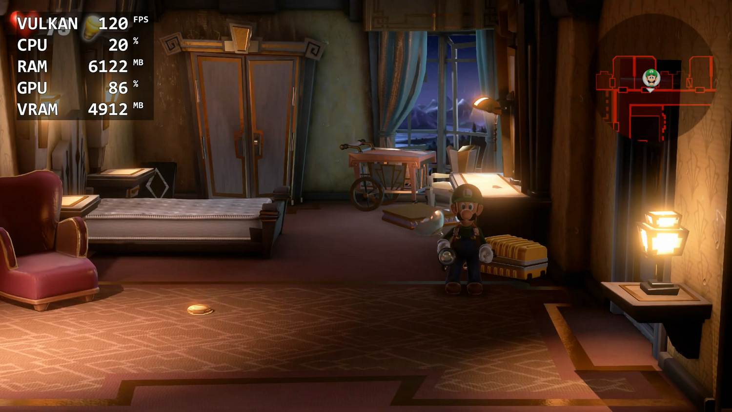 Switch模擬器Yuzu最新版本《路易鬼屋3》120幀展示！