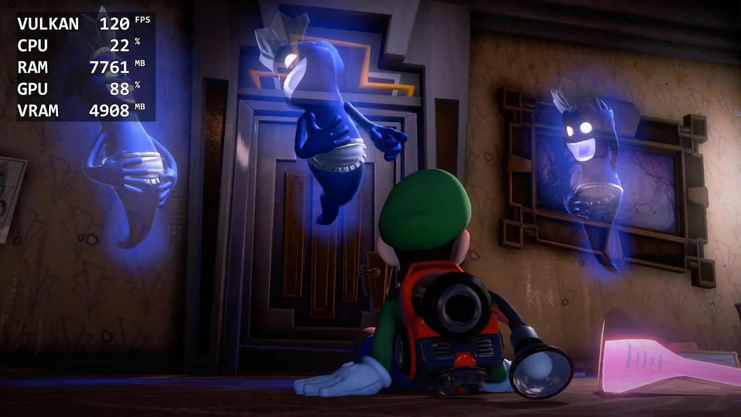 Switch模擬器Yuzu最新版本《路易鬼屋3》120幀展示！