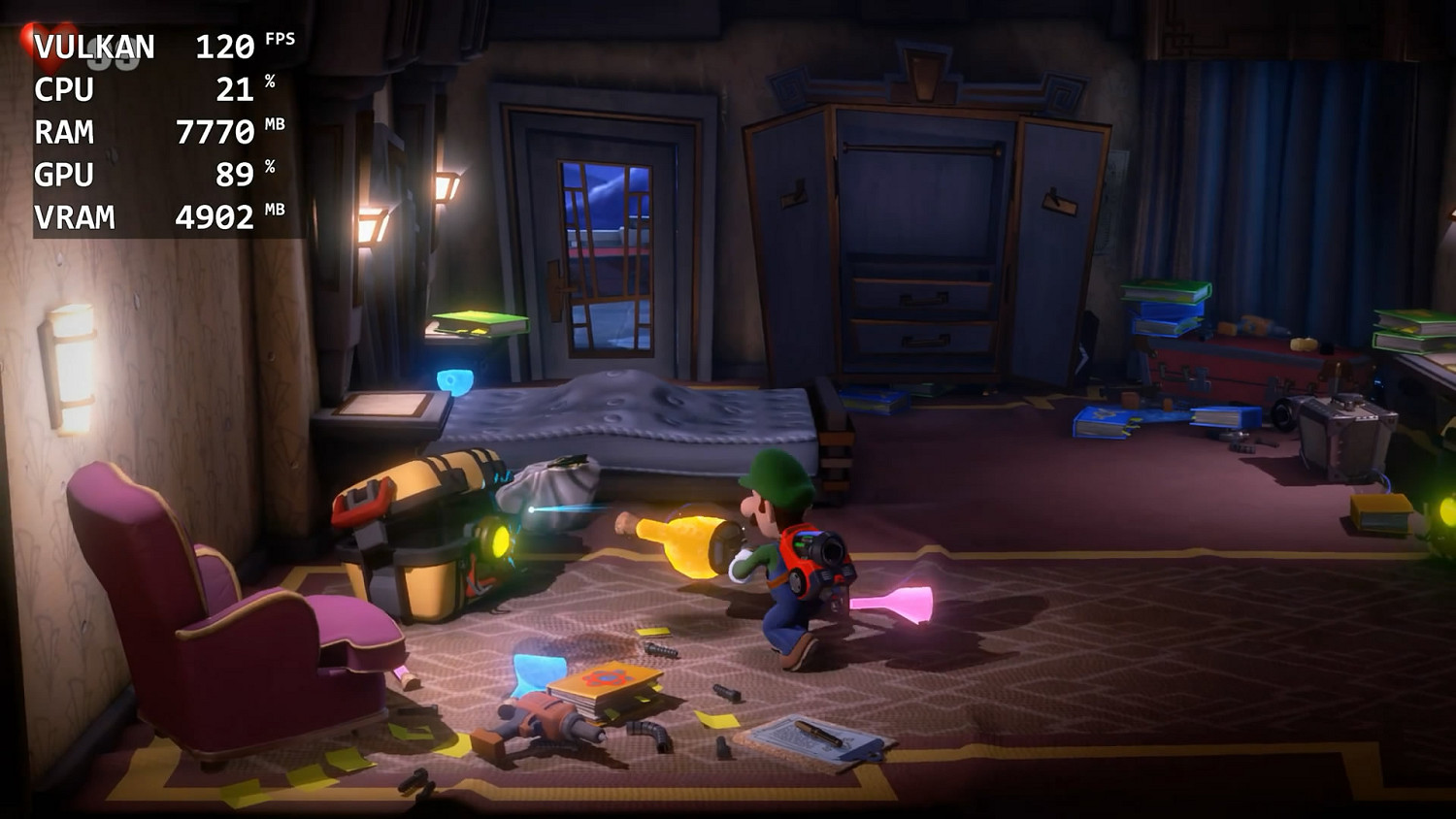 Switch模擬器Yuzu最新版本《路易鬼屋3》120幀展示！