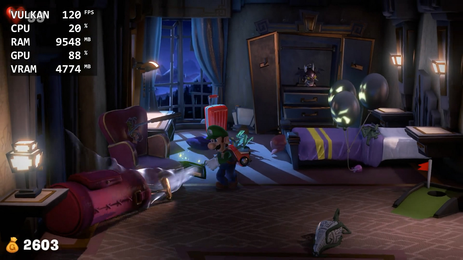 Switch模擬器Yuzu最新版本《路易鬼屋3》120幀展示！