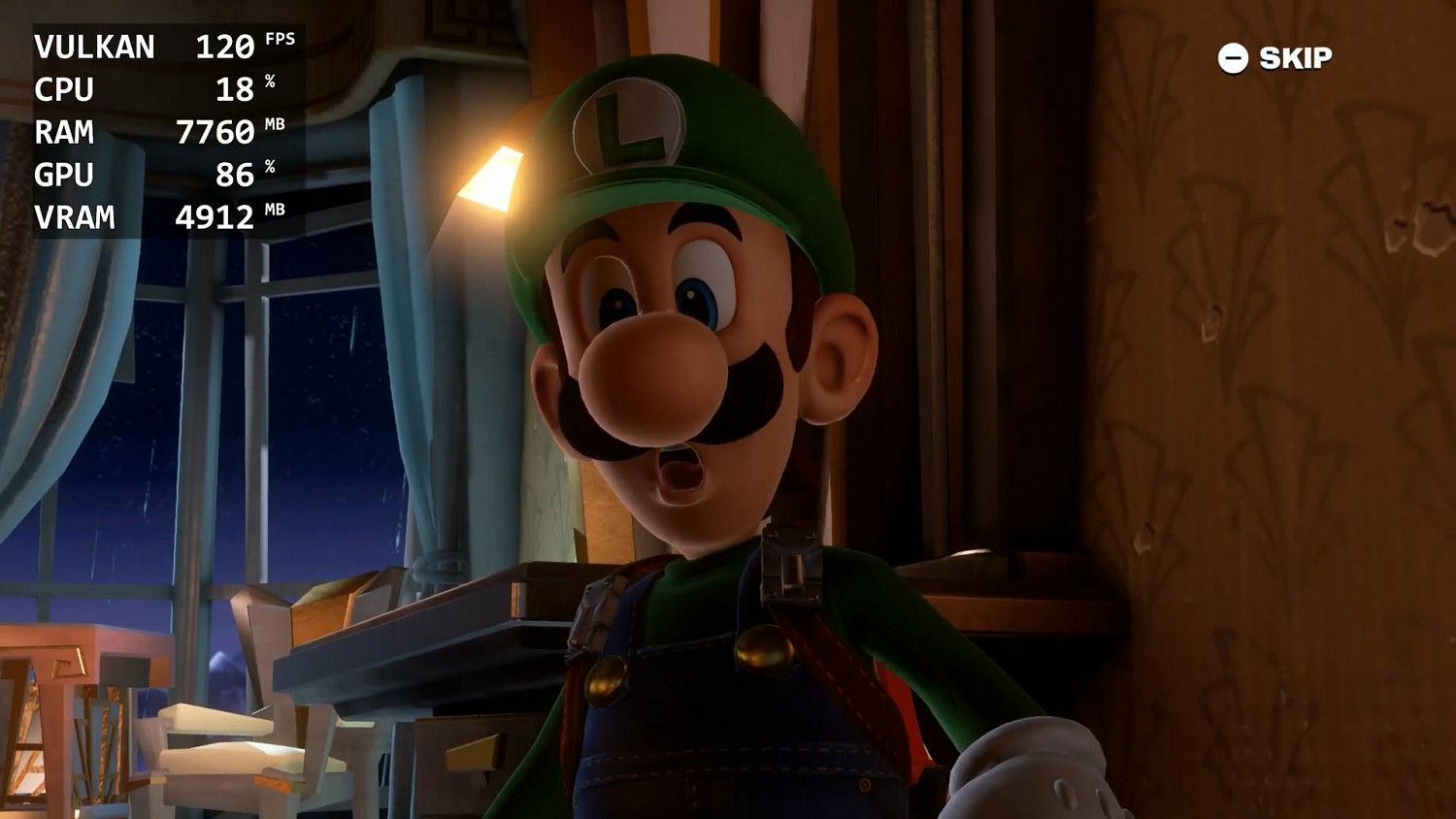 Switch模擬器Yuzu最新版本《路易鬼屋3》120幀展示！