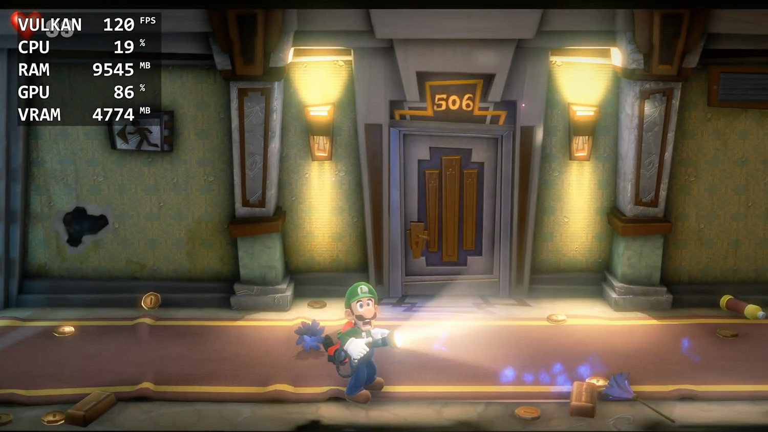 Switch模擬器Yuzu最新版本《路易鬼屋3》120幀展示！