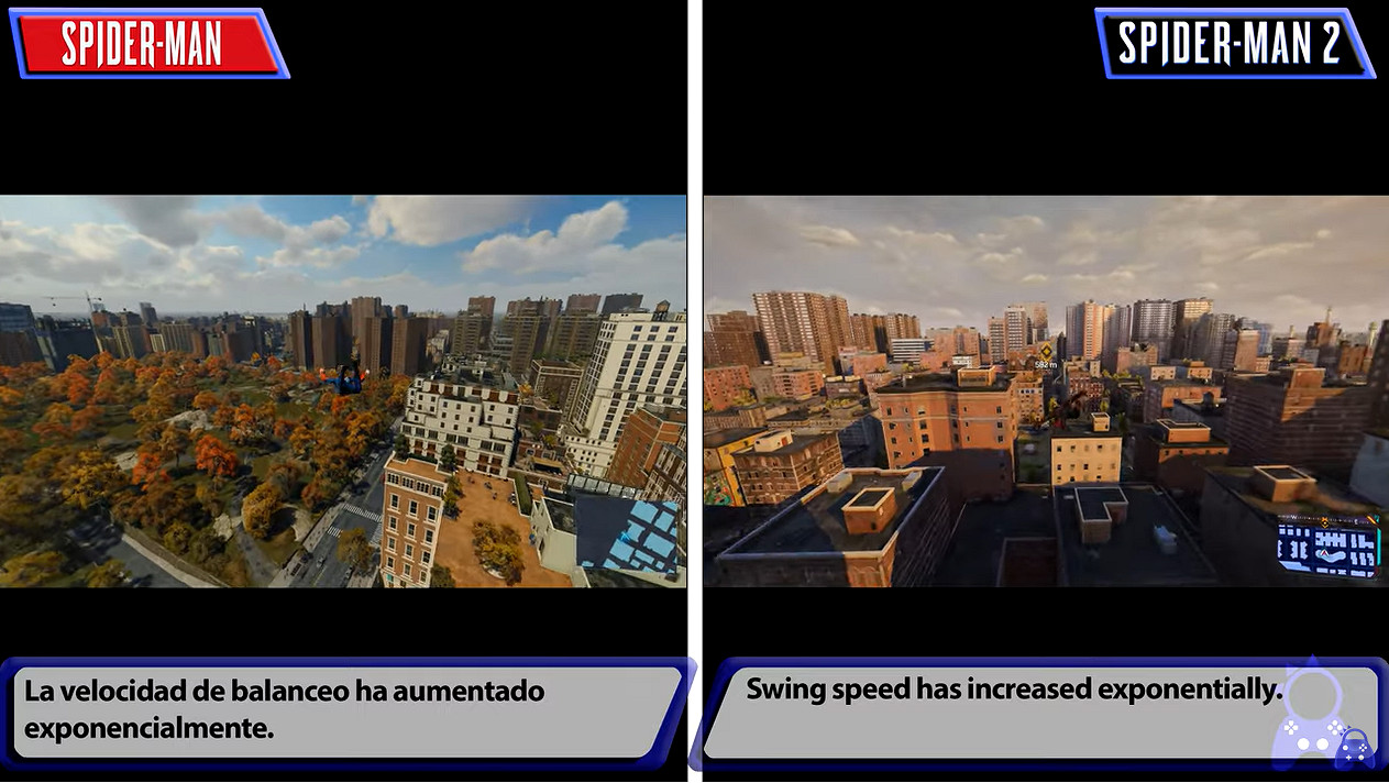 《漫威蜘蛛人2》與《漫威蜘蛛人重製版》畫面對比