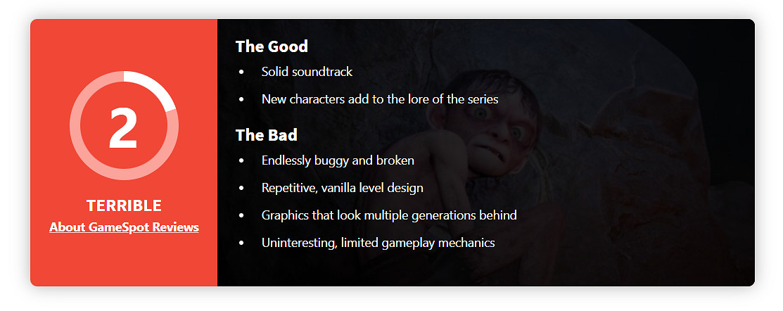 《魔戒：咕嚕》評分解禁！大量媒體差評 GS僅給2分！