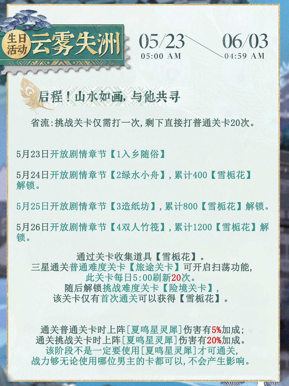 《光與夜之戀》夏鳴星生日活動攻略2023 雲霧失洲活動玩法一覽