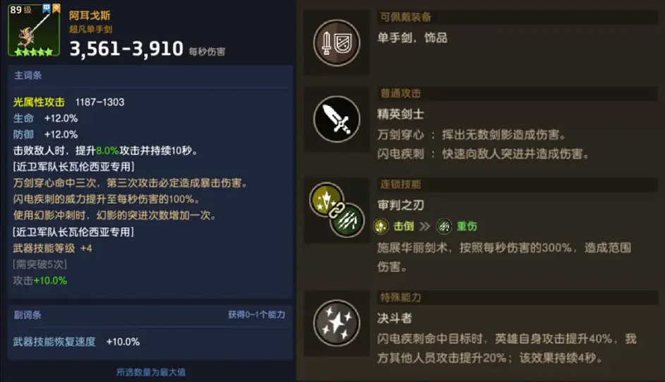 《守望傳說》瓦倫西亞專武怎麽樣 瓦倫西亞專武阿耳戈斯屬性介紹