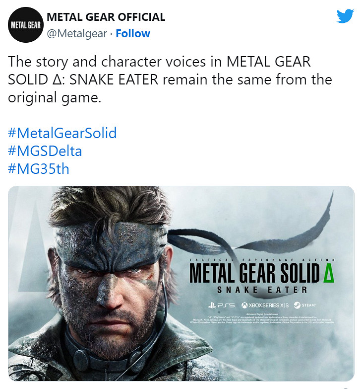 官方證實:《潛龍諜影3RE》Snake劇情和配音與原版相同 官方證實:《潛龍諜影3RE》Snake劇情和配音與原版相同