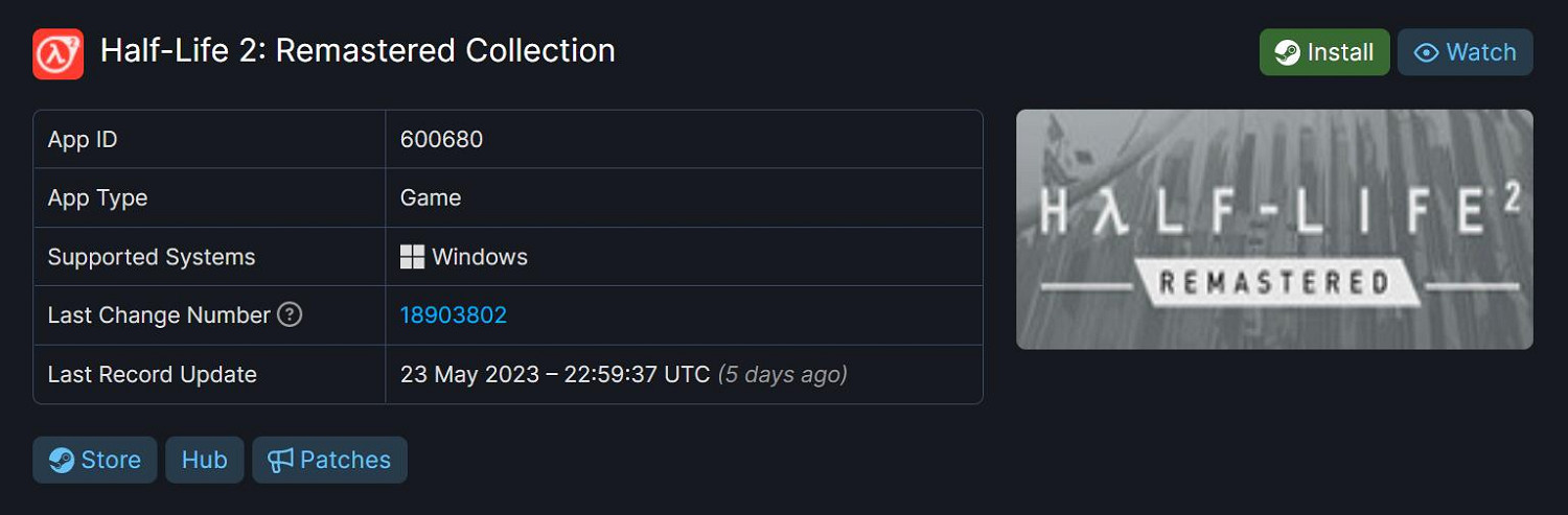 Steamdb顯示飯製《戰慄時空2復刻版合集》已開始測試!