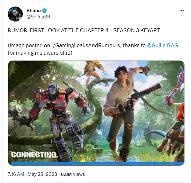 爆料：《要塞英雄》下次連動皮膚為擎天柱