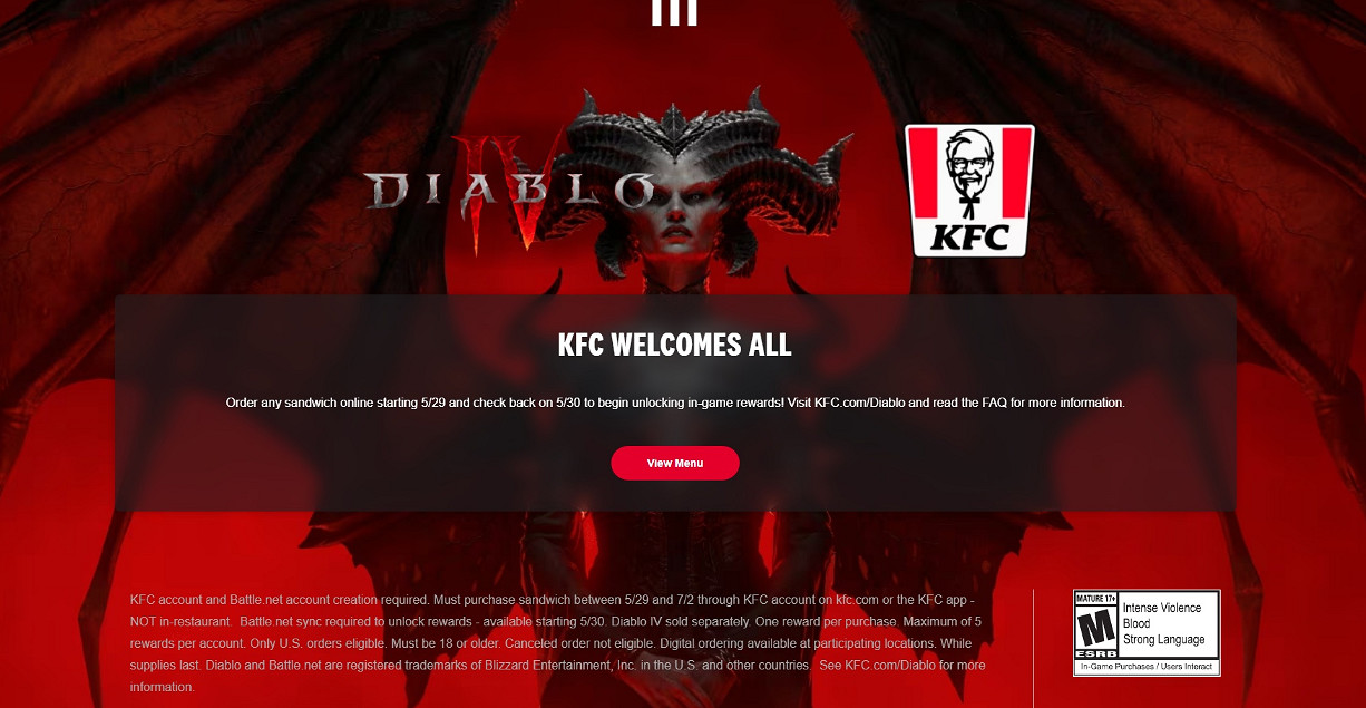 《暗黑破壞神4》再次連動KFC！活動已在美國地區推出