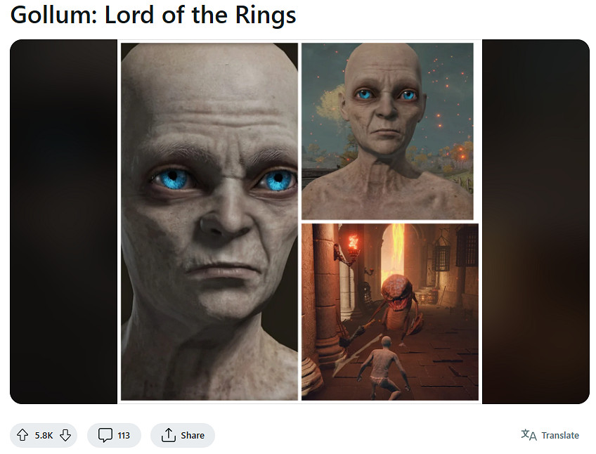 玩家在《艾爾登法環》中捏出咕嚕!比《魔戒咕嚕》裡像多了 玩家在《艾爾登法環》中捏出咕嚕!比《魔戒咕嚕》裡像多了