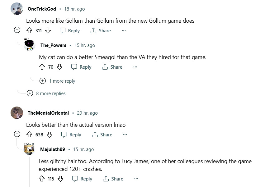 玩家在《艾爾登法環》中捏出咕嚕!比《魔戒咕嚕》裡像多了 玩家在《艾爾登法環》中捏出咕嚕!比《魔戒咕嚕》裡像多了