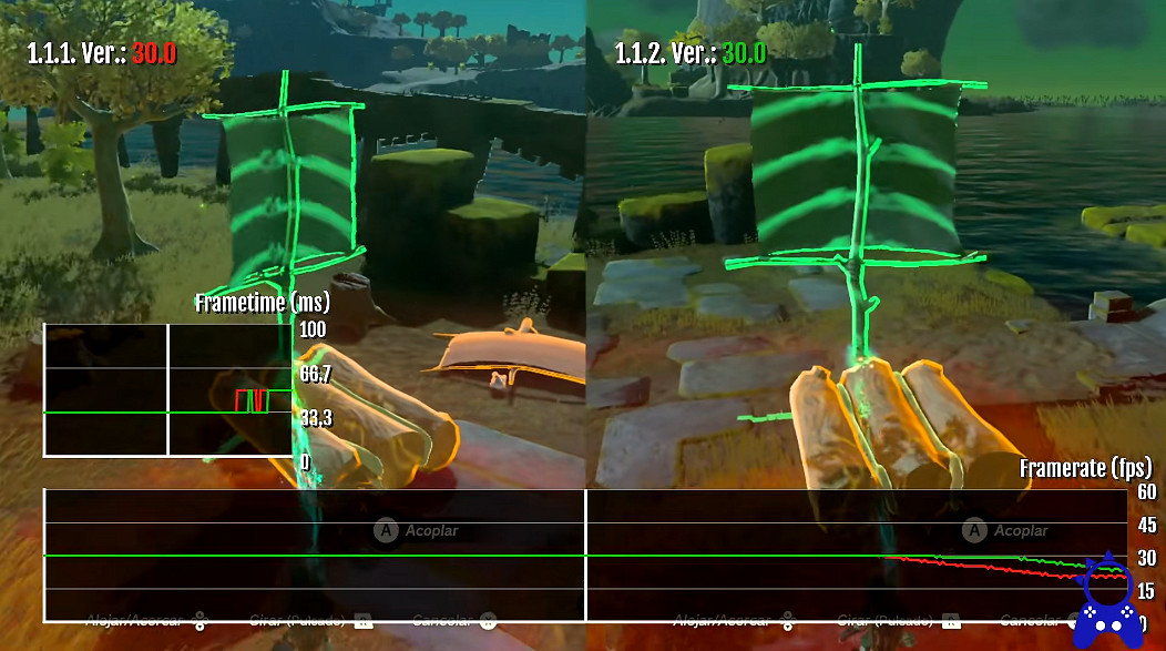 《塞爾達傳說：王國之淚》1.1.2更新檔與1.1.1性能對比