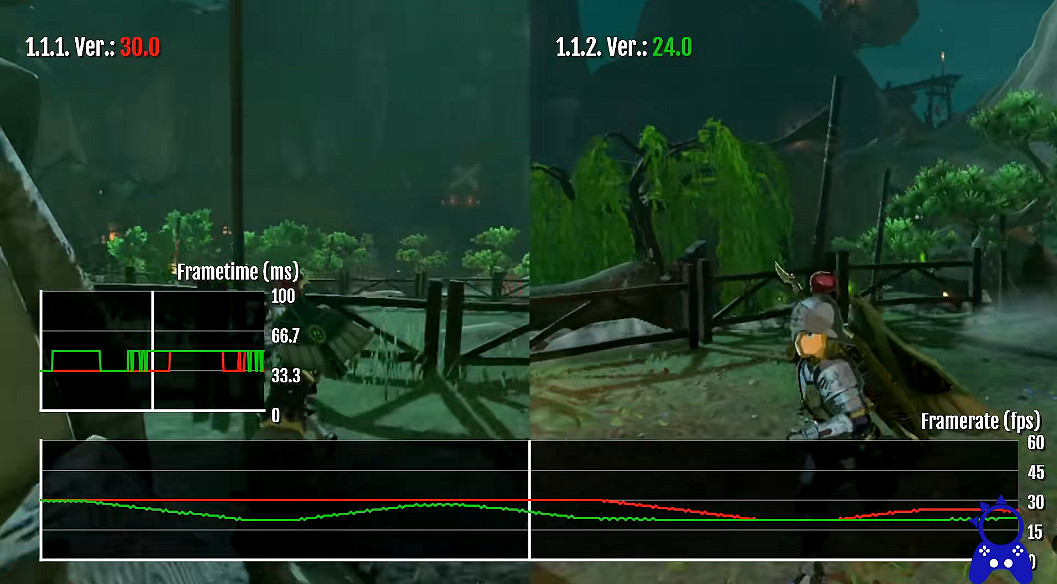 《塞爾達傳說：王國之淚》1.1.2更新檔與1.1.1性能對比