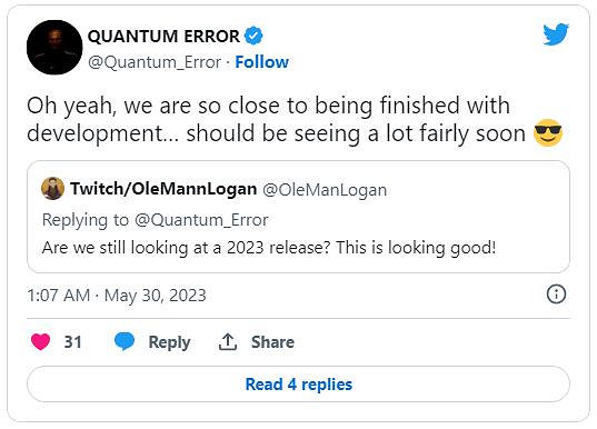 《量子誤差》官方重申遊戲今年發售 開發工作接近完成