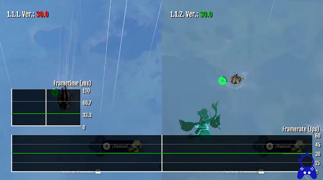 《塞爾達傳說：王國之淚》1.1.2更新檔與1.1.1性能對比