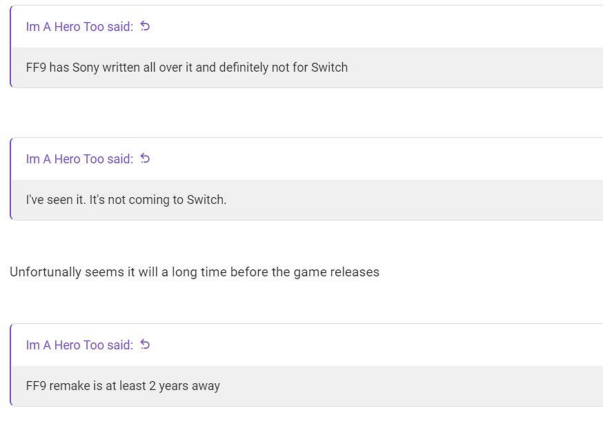 《最終幻想9重製版》爆料：沒有Switch版 最少還要等2年!