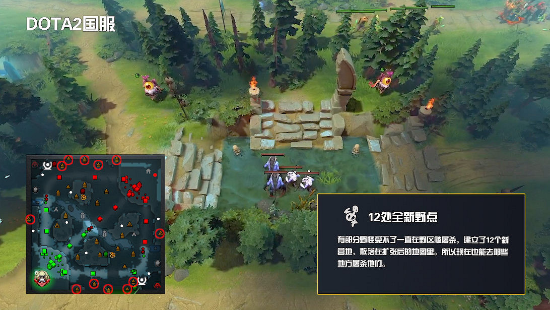 《DOTA2》7.33地形介紹：肉山搬家、12個新增野點