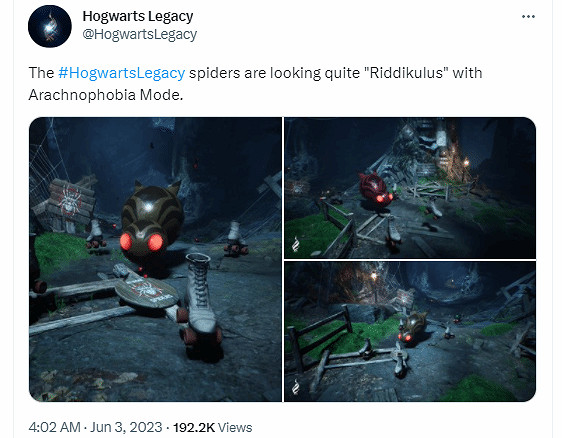 《霍格華茲的傳承》官方曬&quot;蜘蛛恐懼症&quot;模式 有點滑稽