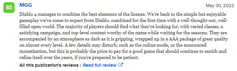《暗黑破壞神4》遊戲評分高嗎?媒體評分一覽 《暗黑破壞神4》遊戲評分高嗎?媒體評分一覽