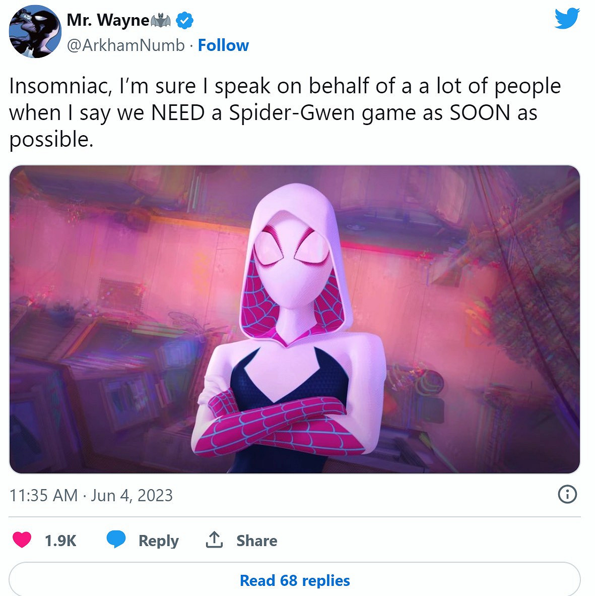 《縱橫宇宙》爆火 玩家呼籲失眠組在遊戲加入蜘蛛格溫