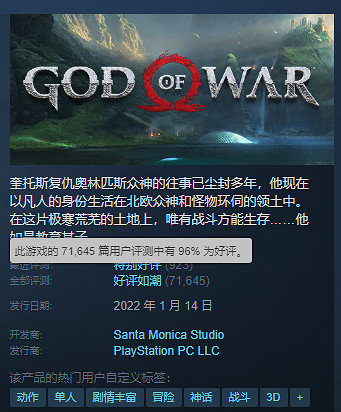 無與倫比的遊戲體驗,《戰神4》Steam平台迎來6折優惠 無與倫比的遊戲體驗,《戰神4》Steam平台迎來6折優惠