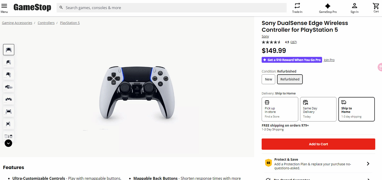 Gamestop上架翻新版PS5精英手把：價格著實讓人心動！