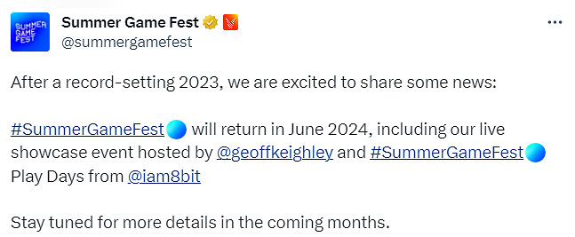 夏日遊戲節宣布2024年6月繼續舉辦 媒體試玩將回歸