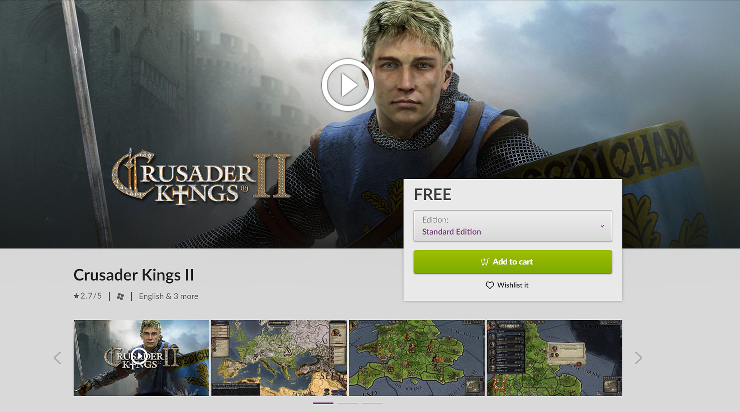GOG/Steam喜加一:《十字軍之王2/王國風雲2》免費領 GOG/Steam喜加一:《十字軍之王2/王國風雲2》免費領