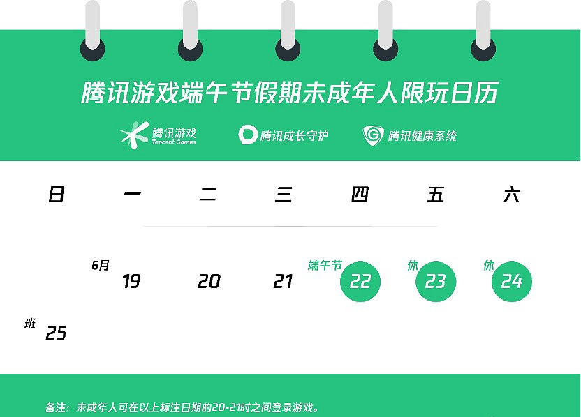 騰訊遊戲公布端午未成年人限玩時間 每日1小時