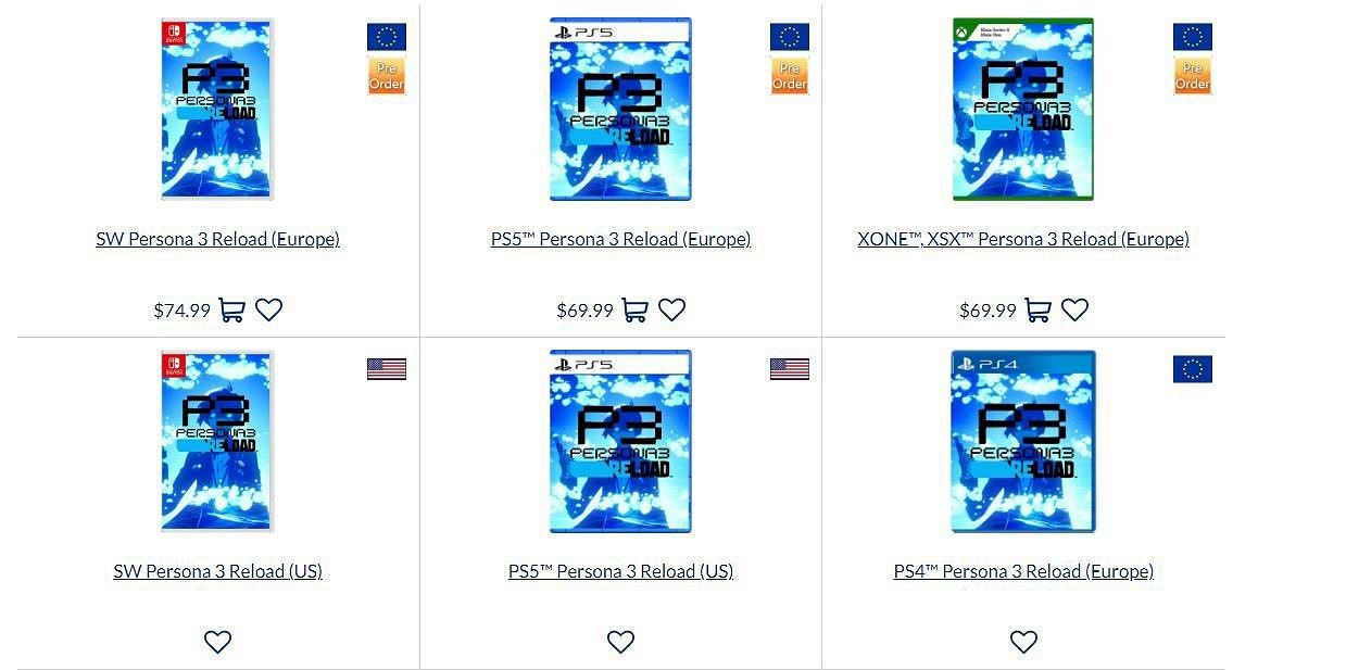 銷售列表洩露 《女神異聞錄3：Reload》或還將登陸Switch