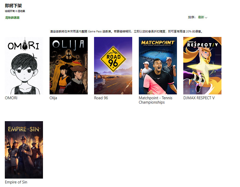 六款遊戲將在6月30日從 Xbox Game Pass (XGP) 離庫！含《96號公路》