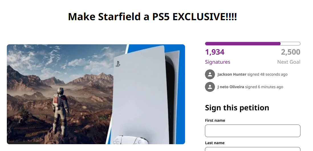 索尼粉絲請願《星空》變PS5獨占!已超1900名玩家簽名 索尼粉絲請願《星空》變PS5獨占!已超1900名玩家簽名