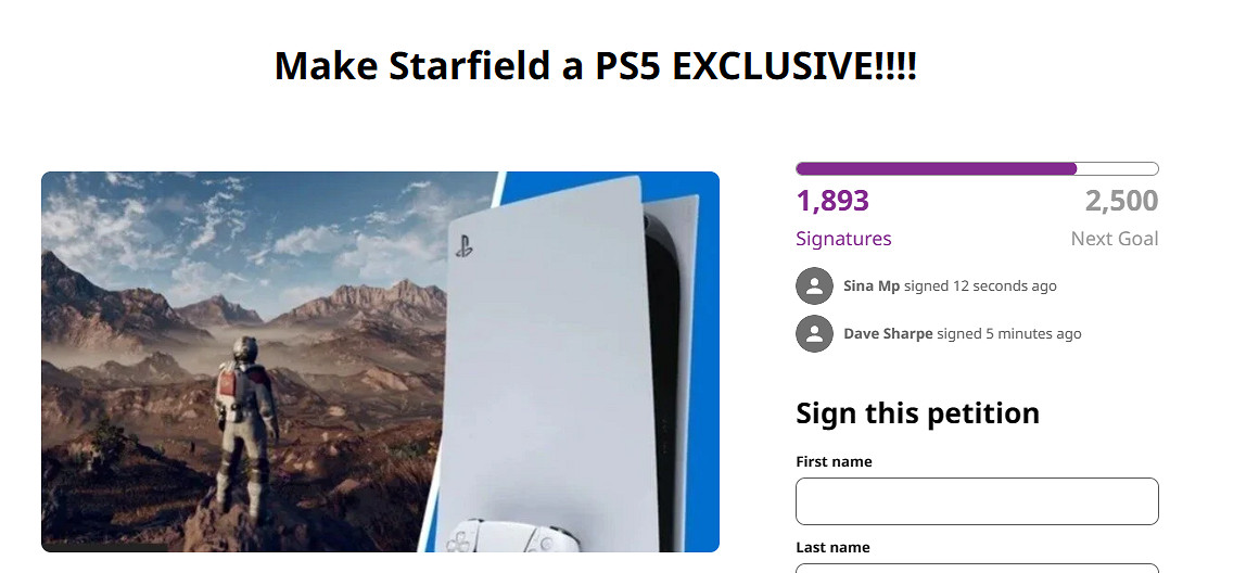 早報:索尼粉絲請願《星空》變成PS5獨占遊戲! 早報:索尼粉絲請願《星空》變成PS5獨占遊戲!