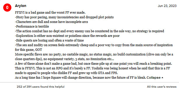 《最終幻想16》遭玩家炮轟“不是真正的FF系列遊戲” 《最終幻想16》遭玩家炮轟“不是真正的FF系列遊戲”