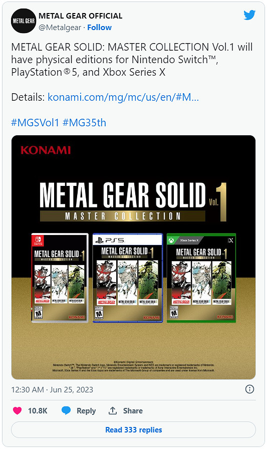 《潛龍諜影：大師合集 Vol.1》官方確認將有實體版遊戲