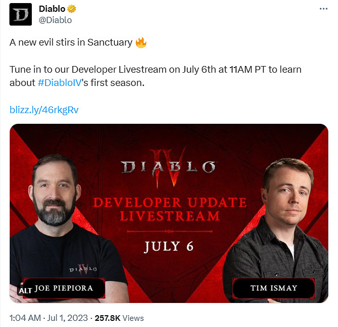 《暗黑破壞神4》官方暗示第一賽季將有新惡魔Boss! 《暗黑破壞神4》官方暗示第一賽季將有新惡魔Boss!