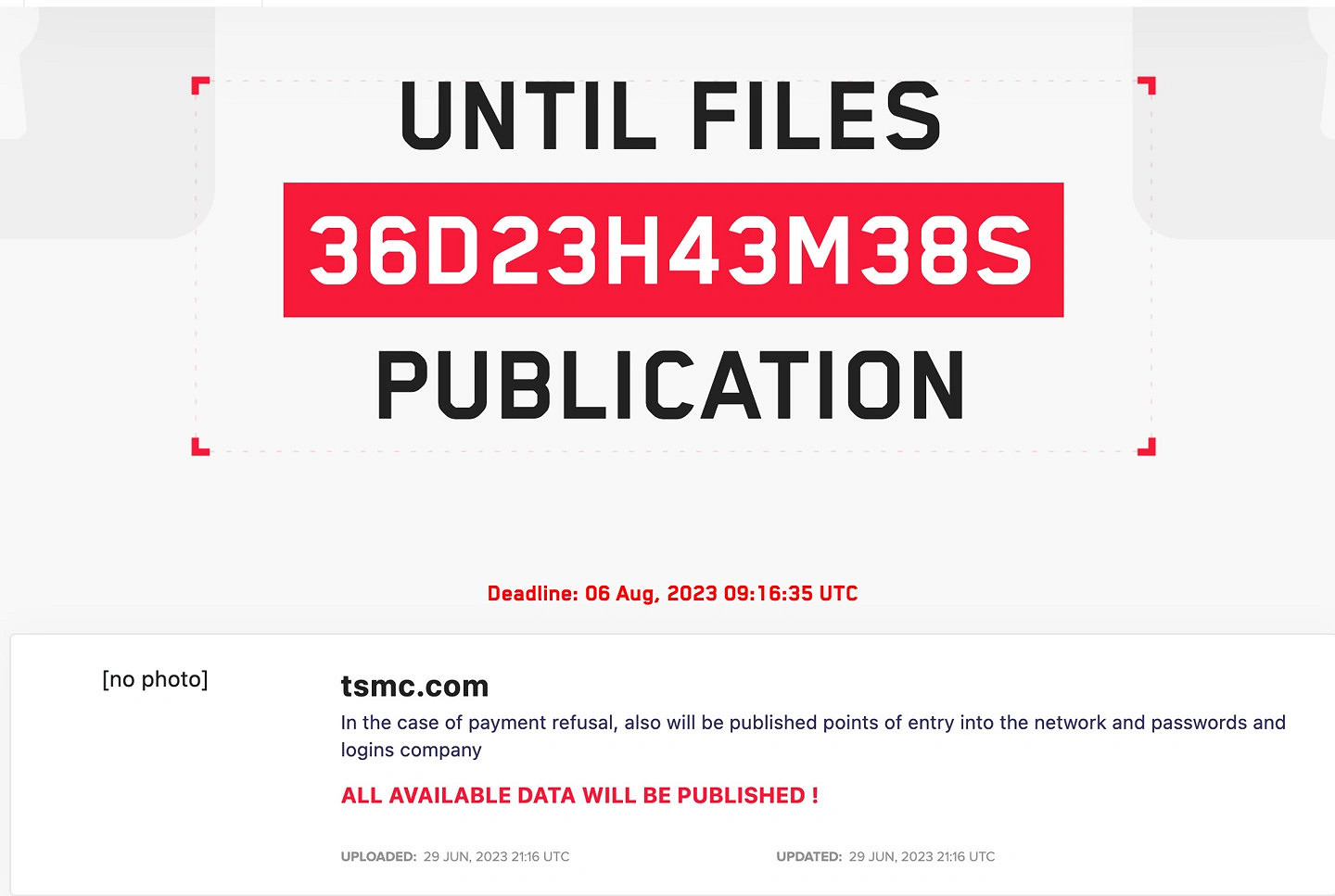 台積電遭攻擊 駭客用資料威脅索要7000萬美元贖金