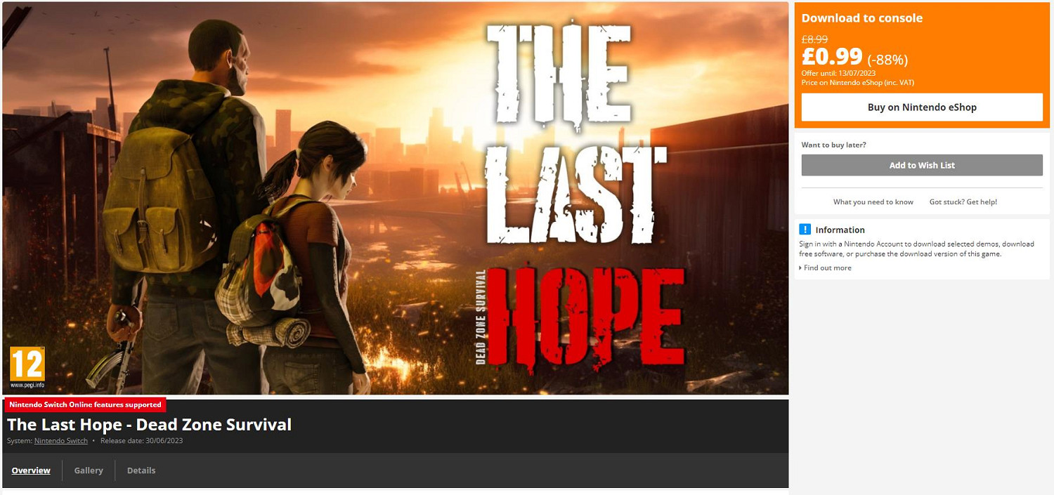 山寨版《最後的生還者》驚現Switch商店：《最後的希望》