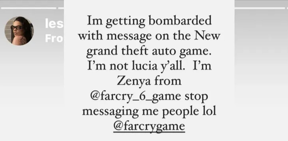 《極地戰嚎6》澤尼婭配音演員否認出演《GTA6》女主