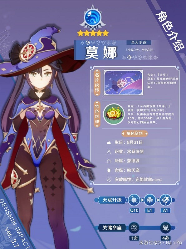 《原神》3.7版本莫娜角色介紹    莫娜有什麽技能？