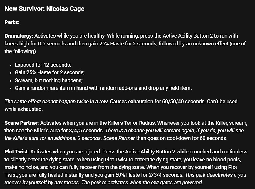 尼古拉斯凱奇將於7月25日作為倖存者加入《黎明死線》