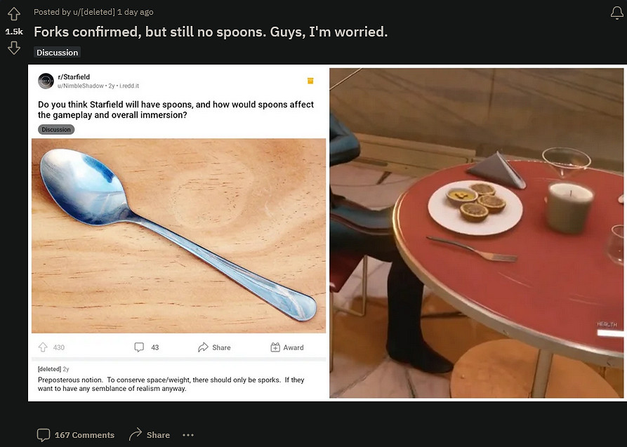 《星空》喝湯不給勺子？玩家：這太破壞沉浸感了！