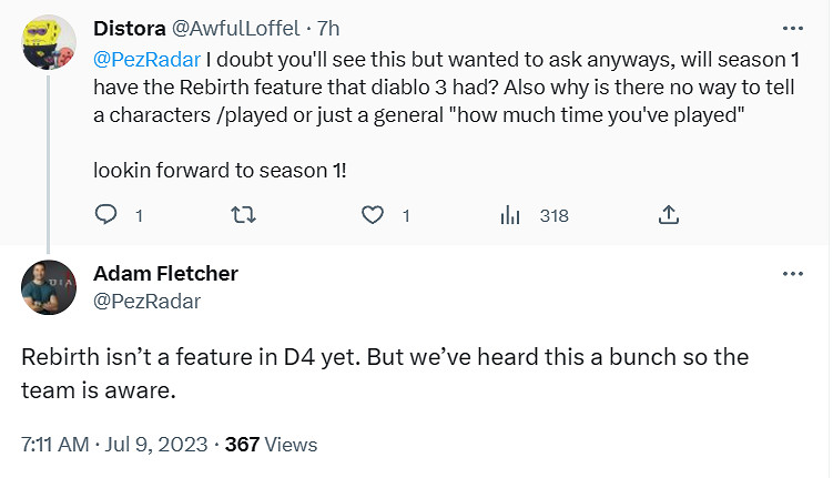 《暗黑破壞神4》未來或加入《暗黑3》的賽季重生功能