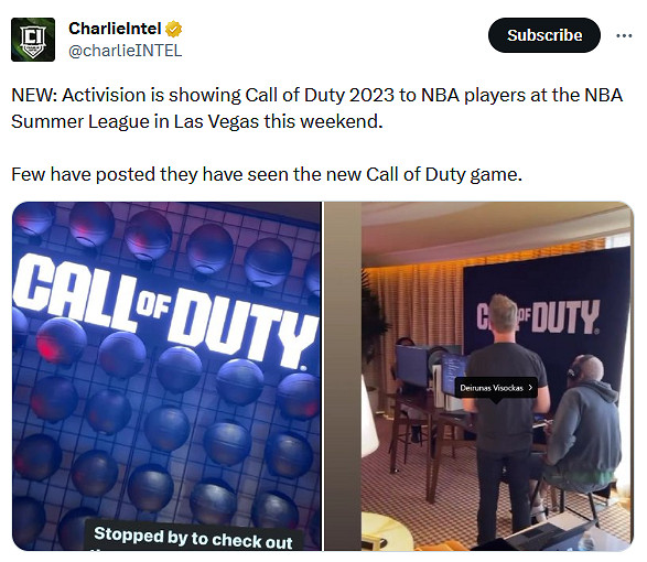 動視將在NBA 夏季聯賽中向球員展示《決勝時刻2023》